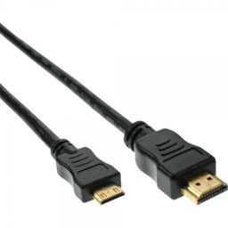 HDMI Mini Kabel, High Speed HDMI Cable, Stecker A auf C, verg. Kontakte, schwarz, 2m