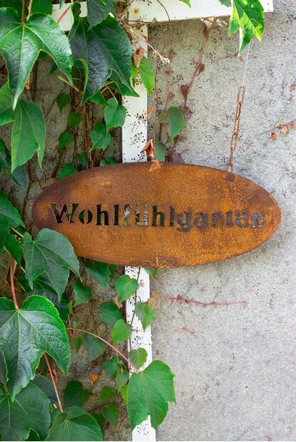 Metall Tafel Wohlfühlgarten