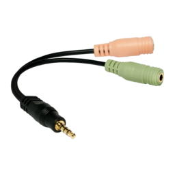 Audio Klinken Adapter, 4-polig, 3,5 mm Klinken Stecker auf 2x 3,5 mm Buchse