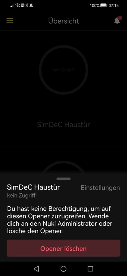 NUKI - Keine Berechtigung