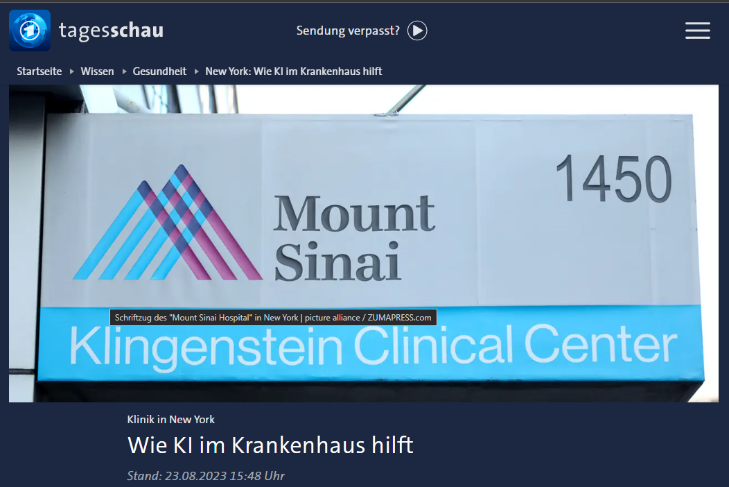 Künstliche Intelligenz im Mount Sinai-Krankenhaus