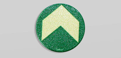 EverGlow® Bodenmarkierung (Ronde) Ø 125mm, weiss/grün mit Richtungspfeil, selbstklebend BR9560ALD