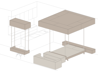 Bumblebee: Ceiling Desk, Bed, Storage