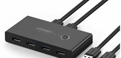 USB 3.0 4er Switchbox zum Teilen von USB Geräten an 2 PC / Mac