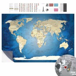 Klebeposter - World Map Blue Ocean - deutsch